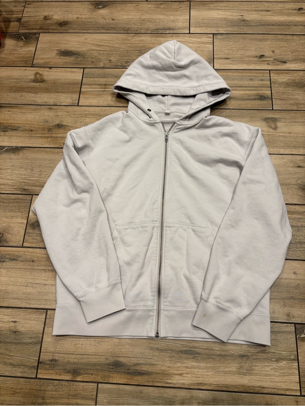 Uniqlo Light Grey Full Zip Heavyweight Hoodie Mens Size Large